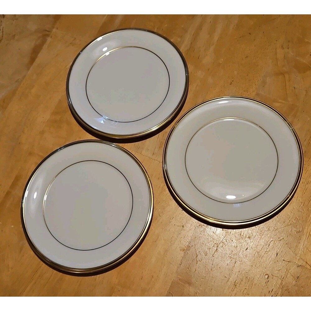 Set of 3 Lenox Eternal Bread & Butter Plates 6 3/8" Ivory Gold Trim USA NWT